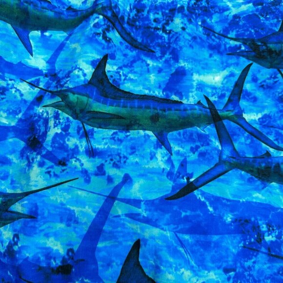 Reel Legends Fish Blue Swim Boardshorts Retro Causal Beach Size 44 - Picture 2 of 12